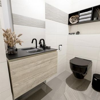 waschtisch set gäste wc OLAN 80 cm light brown grey...