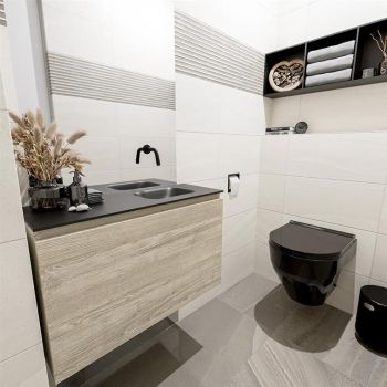 waschtisch set gäste wc OLAN 80 cm light brown grey...