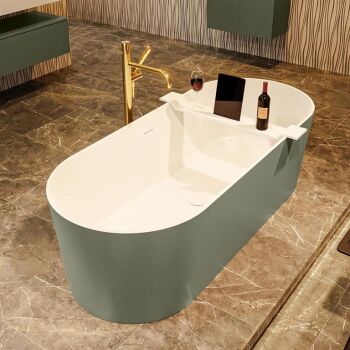 badewanne mineralwerkstoff serie nobel 180 cm außen army grün innen weiß matt 230 liter