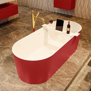 badewanne mineralwerkstoff serie nobel 180 cm außen rot innen weiß matt 230 liter