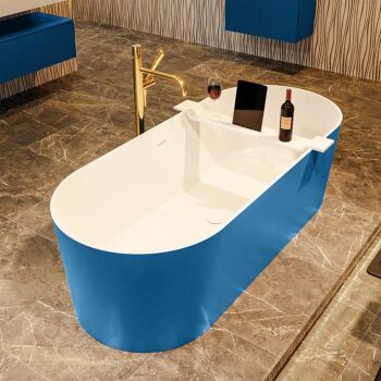 badewanne mineralwerkstoff serie nobel 180 cm außen blau innen weiß matt 230 liter