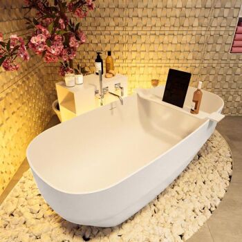 badewanne mineralwerkstoff serie stone 170 cm außen leinen innen weiß matt 205 liter