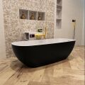 badewanne mineralwerkstoff serie rock 170 cm außen schwarz innen weiß matt 190 liter