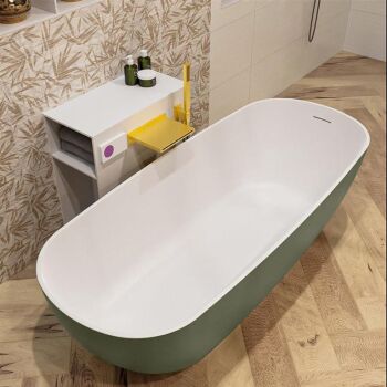 badewanne mineralwerkstoff serie rock 170 cm außen army grün innen weiß matt 190 liter