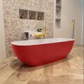 badewanne mineralwerkstoff serie rock 170 cm außen rot innen weiß matt 190 liter