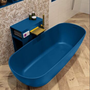 badewanne mineralwerkstoff serie rock 170 cm blau matt 190 liter