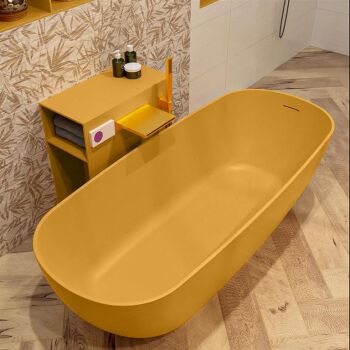 badewanne mineralwerkstoff serie rock 170 cm gelb matt 190 liter