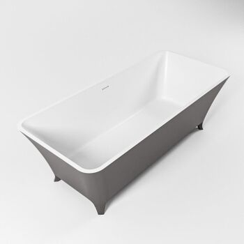 badewanne mineralwerkstoff serie lundy 170 cm außen dunkelgrau innen weiß matt 201 liter