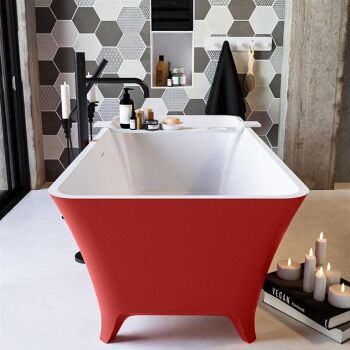 badewanne mineralwerkstoff serie lundy 170 cm außen rot innen weiß matt 201 liter
