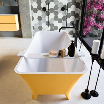 badewanne mineralwerkstoff serie lundy 170 cm außen gelb innen weiß matt 201 liter