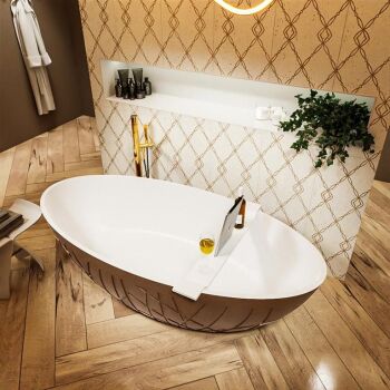 badewanne mineralwerkstoff serie holm 180 cm außen rost innen weiß matt 180 liter