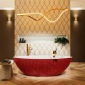 badewanne mineralwerkstoff serie holm 180 cm außen rot innen weiß matt 180 liter