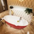 badewanne mineralwerkstoff serie holm 180 cm außen rot innen weiß matt 180 liter