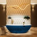 badewanne mineralwerkstoff serie holm 180 cm außen blau innen weiß matt 180 liter