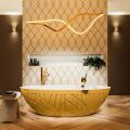 badewanne mineralwerkstoff serie holm 180 cm außen gelb innen weiß matt 180 liter
