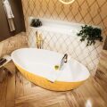 badewanne mineralwerkstoff serie holm 180 cm außen gelb innen weiß matt 180 liter