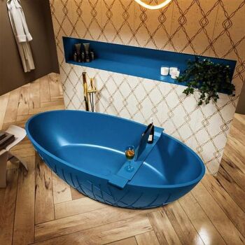 badewanne mineralwerkstoff serie holm 180 cm blau matt 180 liter