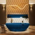 badewanne mineralwerkstoff serie holm 180 cm blau matt 180 liter