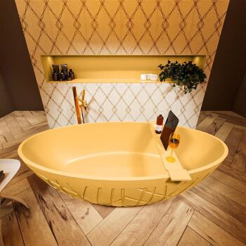 badewanne mineralwerkstoff serie holm 180 cm gelb matt 180 liter