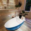 badewanne mineralwerkstoff serie float 170 cm außen blau innen weiß matt 190 liter