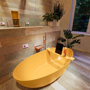 badewanne mineralwerkstoff serie float 170 cm gelb matt 190 liter