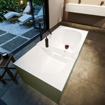 badewanne mineralwerkstoff serie freeze 180 cm außen army grün innen weiß matt 190 liter