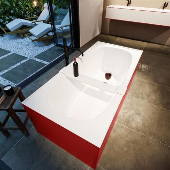 badewanne mineralwerkstoff serie freeze 180 cm außen rot innen weiß matt 190 liter