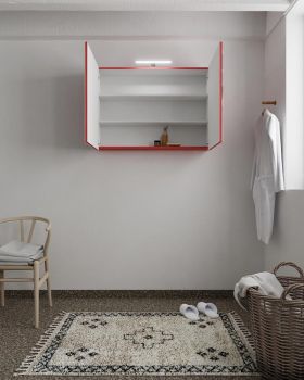 CUBB spiegelschrank 100x70x16cm farbe rot mit 2 türen