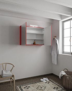 CUBB spiegelschrank 100x70x16cm farbe rot mit 2 türen