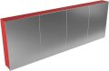 CUBB spiegelschrank 200x70x16cm farbe rot mit 4 türen