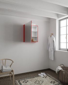 CUBB spiegelschrank 60x70x16cm farbe rot mit 1 tür