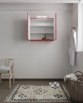 CUBB spiegelschrank 80x70x16cm farbe rot mit 2 türen