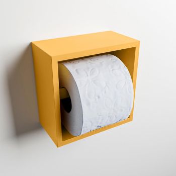 toilettenpapierhalter solid surface halbe w&uuml;rfel gelb