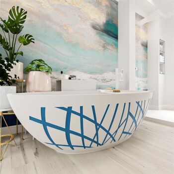 badewanne mineralwerkstoff serie holm design 180 cm blau 180 liter
