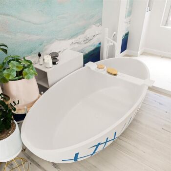 badewanne mineralwerkstoff serie holm design 180 cm blau 180 liter