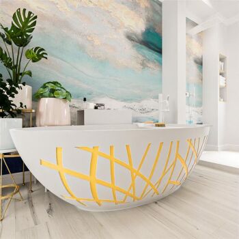 badewanne mineralwerkstoff serie holm design 180 cm gelb 180 liter