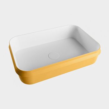 aufsatzwaschbecken solid surface arvo außen Gelb innen Weiß 55cm M80179cht