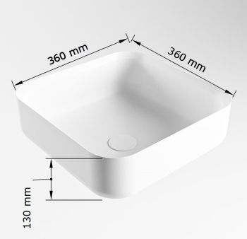 aufsatzwaschbecken solid surface binx außen dunkelgrau innen Weiß 36cm M49903dgt