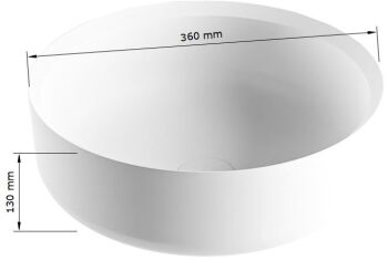 aufsatzwaschbecken solid surface coss außen dunkelgrau innen Weiß 36cm M49901dgt