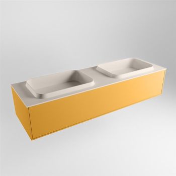 waschtisch mit unterschrank gelb matt 150 cm ERIN waschtisch leinen matt ERIN12666