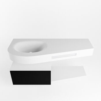 Frei hängende Waschtisch mit handtuchhalter schwarz 120 cm becken Weiß matt RIVA 10013