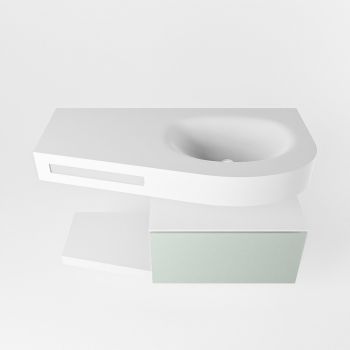 Frei hängende Waschtisch mit handtuchhalter minze 100 cm becken Weiß matt RIVA 10028