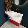 Frei hängende Waschtisch mit handtuchhalter rot 100 cm becken Weiß matt RIVA 10082