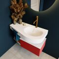 Frei hängende Waschtisch mit handtuchhalter rot 100 cm becken Weiß matt RIVA 10084