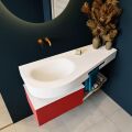 Frei hängende Waschtisch mit handtuchhalter rot 120 cm becken Weiß matt RIVA 10085