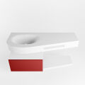 Frei hängende Waschtisch mit handtuchhalter rot 120 cm becken Weiß matt RIVA 10085