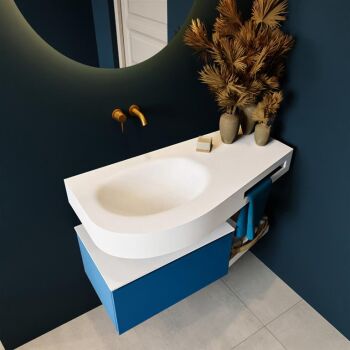 Frei hängende Waschtisch mit handtuchhalter blau 100 cm becken Weiß matt RIVA 10089