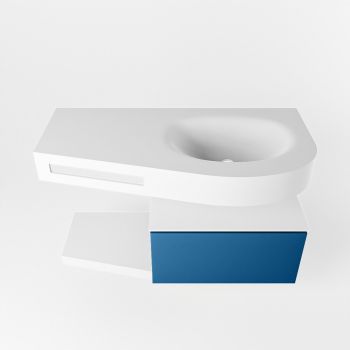 Frei hängende Waschtisch mit handtuchhalter blau 100 cm becken Weiß matt RIVA 10090