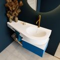 Frei hängende Waschtisch mit handtuchhalter blau 120 cm becken Weiß matt RIVA 10096