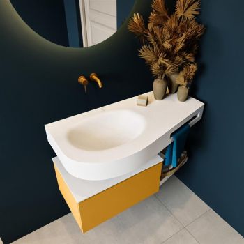 Frei hängende Waschtisch mit handtuchhalter gelb 100 cm becken Weiß matt RIVA 10097